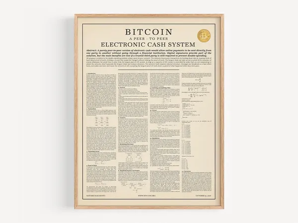 Bitcoin Whitepaper, Cryptocurrency Wall Art Print