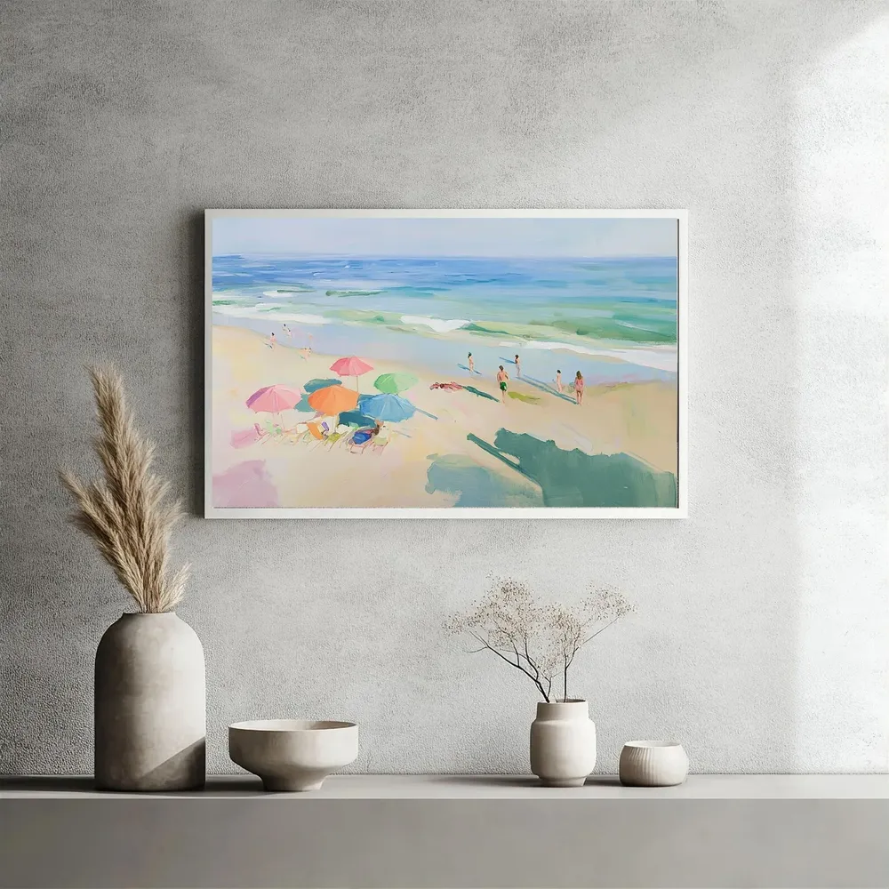 Beach Day Vibrant Coastal Summer Scene Art Print - Image 5