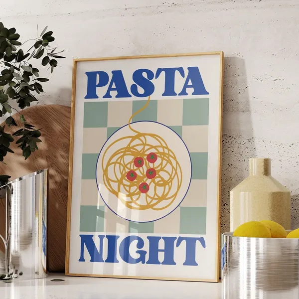 Pasta Night Trendy Kitchen Poster