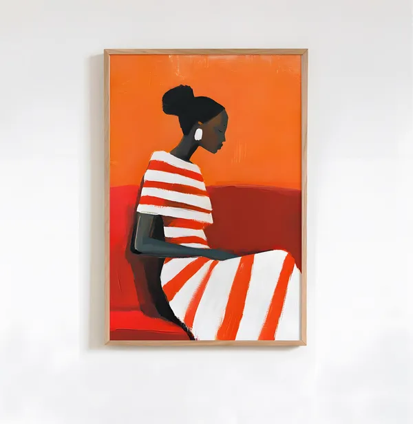 African Woman Abstract Wall Art, Contemporary Minimalist