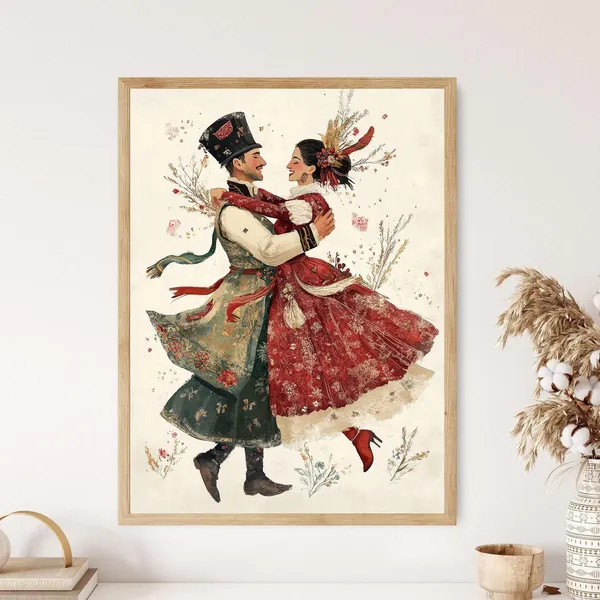 Hungarian Csárdás Dance, Traditional Costumes Art Print