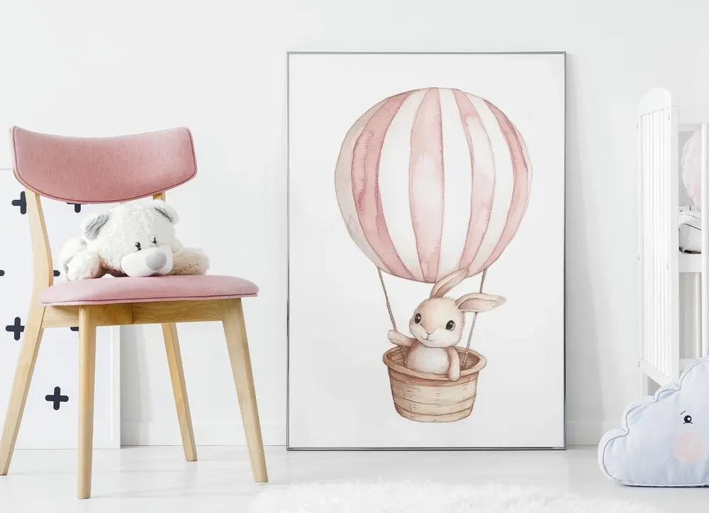 Hot Air Balloon Bunny Nursery Art Print - Image 2
