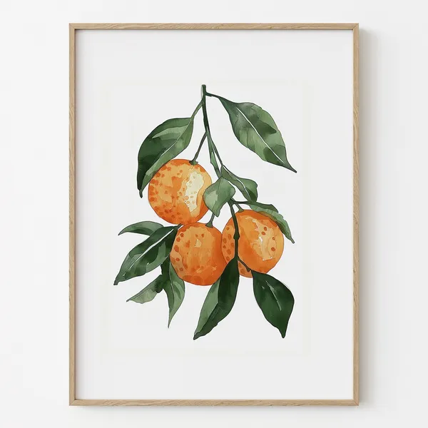 Vintage Orange Kitchen Watercolor Art Print, Boho