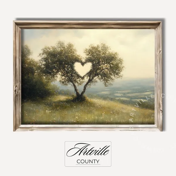 Heart Shape Tree Spring Landscape Art Print