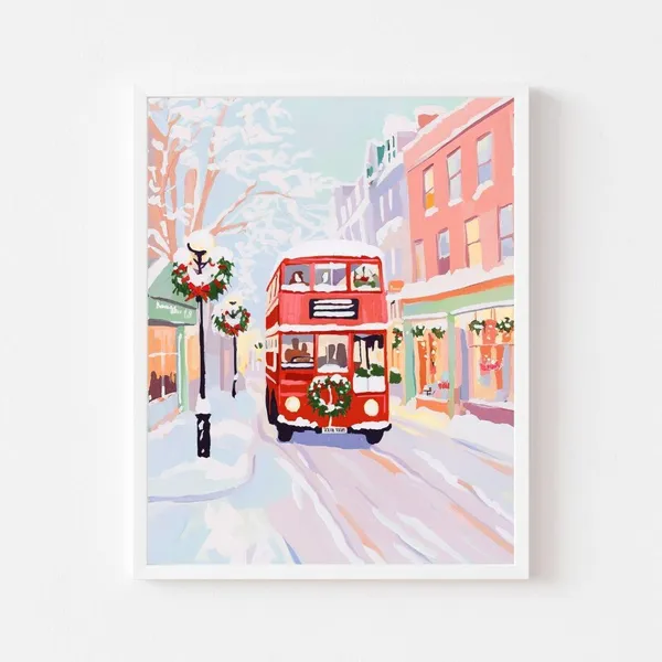 Pastel Christmas In London, Holiday Art Print