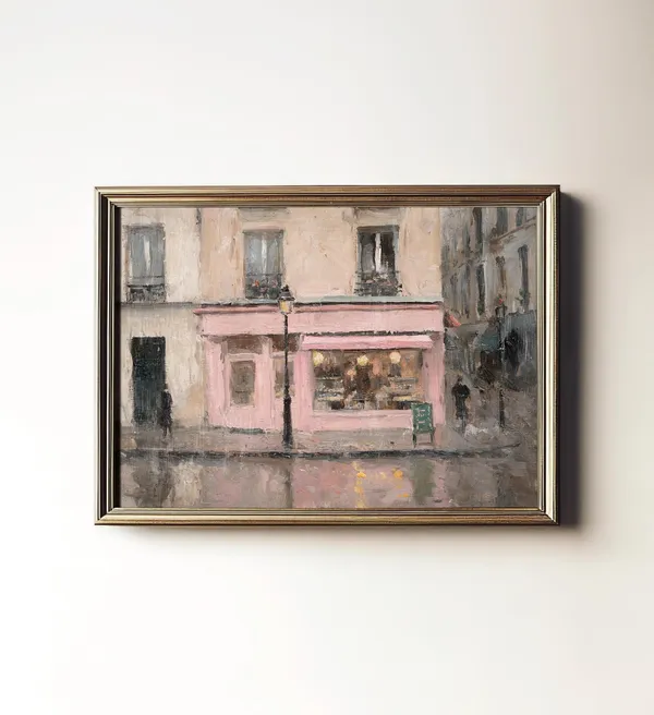 Parisian Streetscape Painting, French Kitchen Art Print