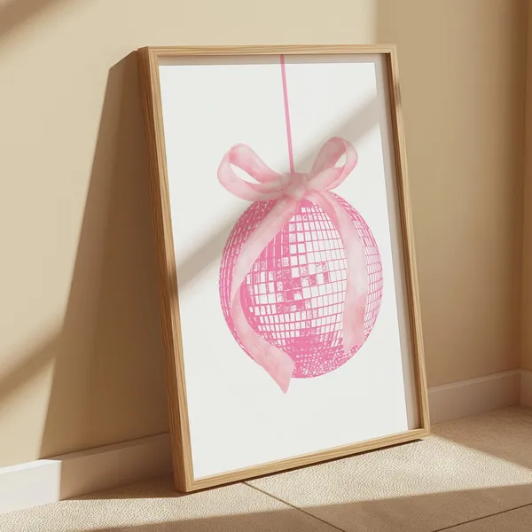 Pink Disco Ball Aesthetic Apartment Art Print
