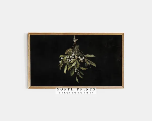 Mistletpe Holiday Christmas Art Print, Modern Farmhouse