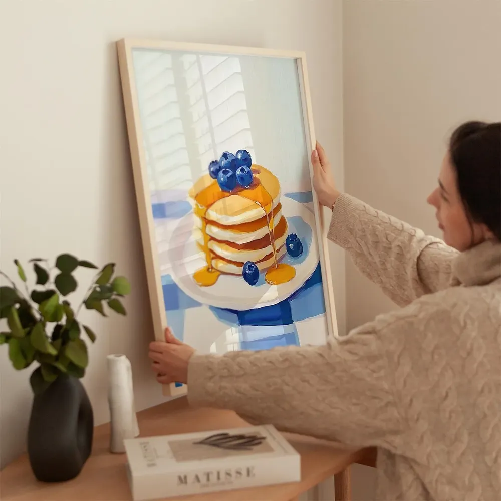 Blueberry Pancakes Art Print, Bright Kitchen Decor - Image 2