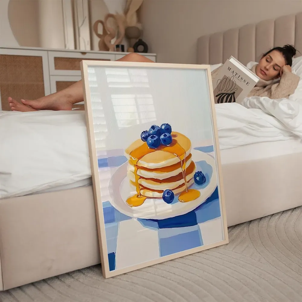 Blueberry Pancakes Art Print, Bright Kitchen Decor - Image 3