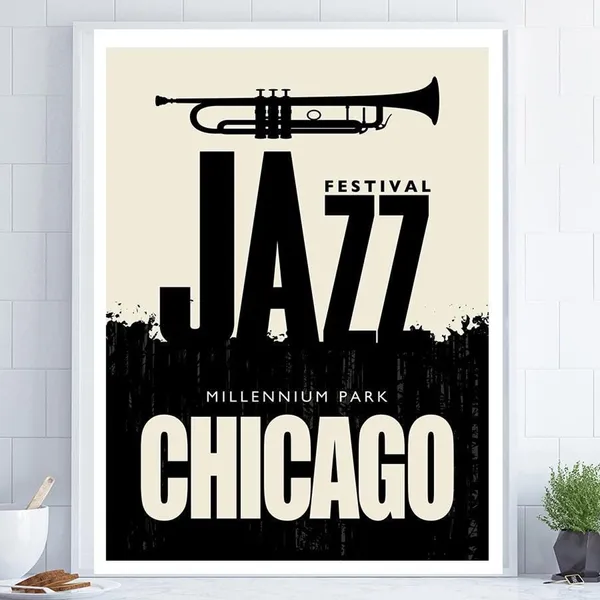 Chicago Jazz Poster, Mid-Century Music Art Print