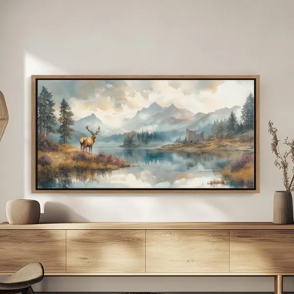 Scottish Highlands Watercolor Print, Loch Landscape