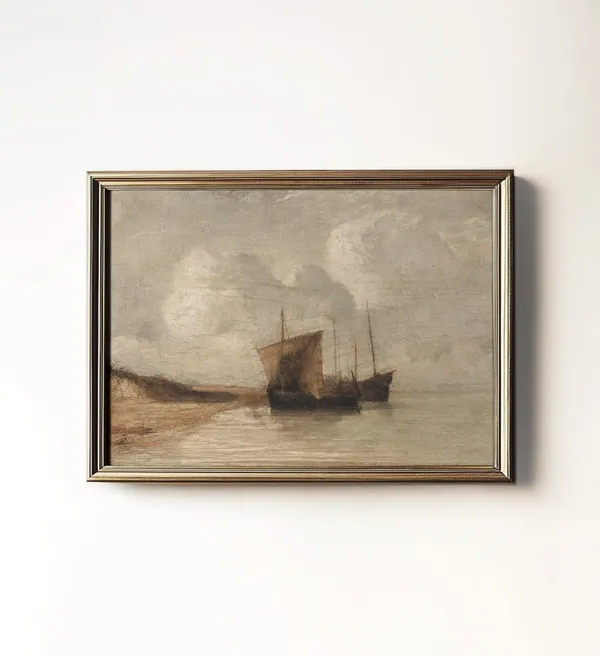 Rustic Vintage Sailboats, Coastal Art Print