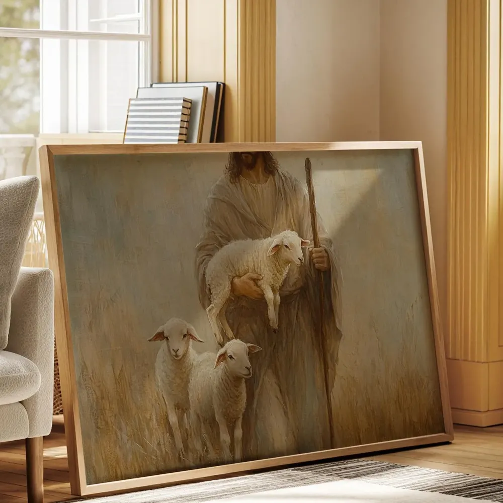 Jesus Carrying A Lamb - Christian Art