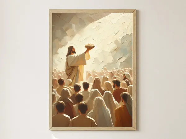 Jesus Feeds the 5,000, Christian Faith Art Print