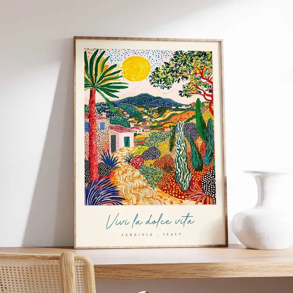 Sardinia Italian Travel Poster, Italy Travel Decor