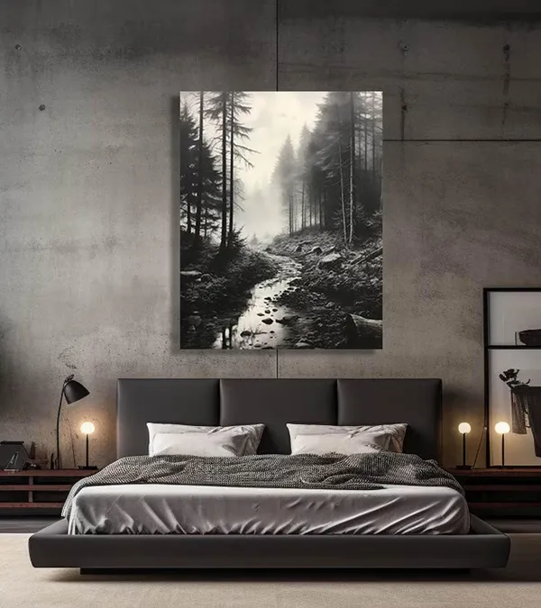 Misty Forest, Black And White Landscape Art Print