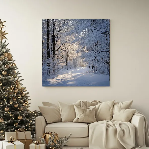 Winter Forest Christmas Art Print, Winter Trees