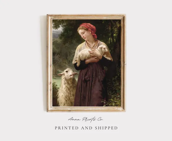 William Bouguereau Girl With Newborn Lamb Art Print