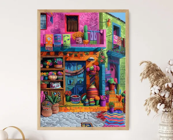 Mexican Village Rustic Art Print