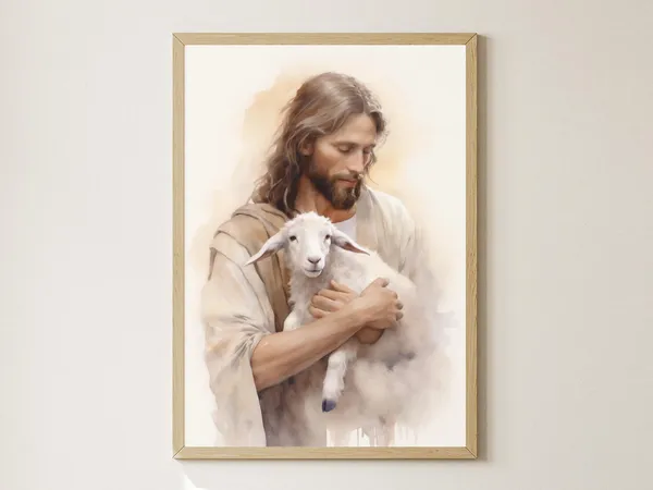 Jesus Holding Lamb, The Good Shepherd Poster
