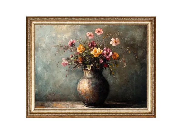 Floral Still Life Flower Vase, Vintage Cottagecore Art Print