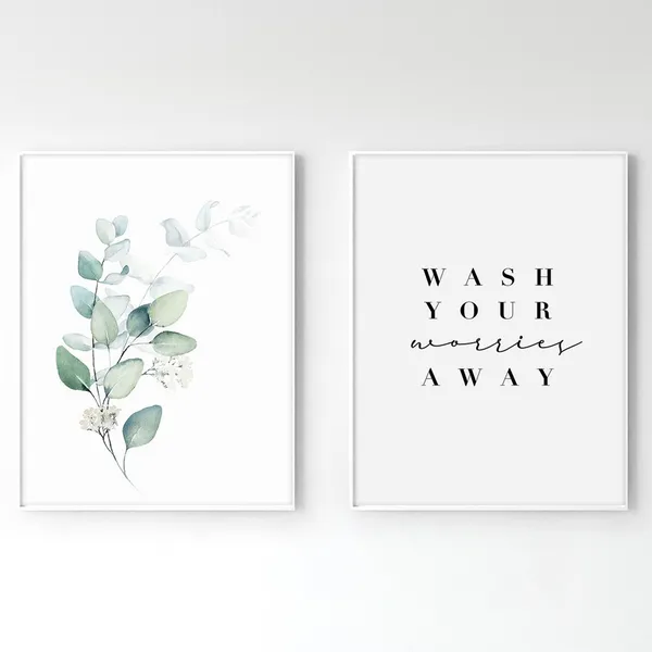 Wash Your Worries Away Eucalyptus Bathroom Art Print