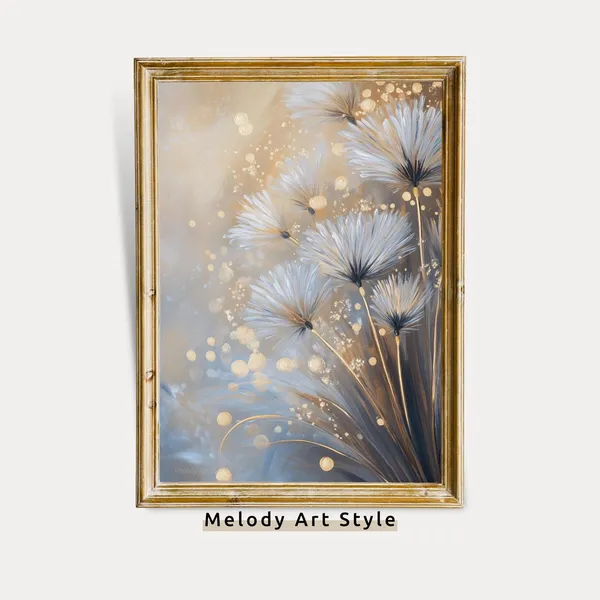 Dandelion Botanical Floral Art Print, Golden Sparkle