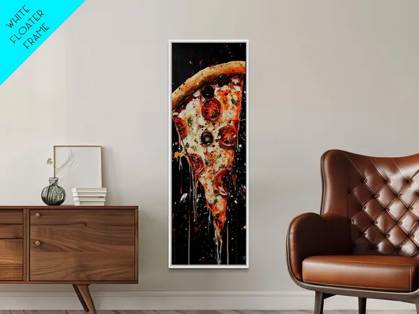 Pizza Painting Art Print, Funky Kitsch Kitchen Decor