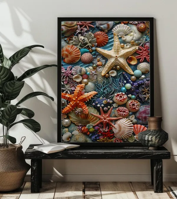 Stained Glass Beach Shells and Starfish Puzzle