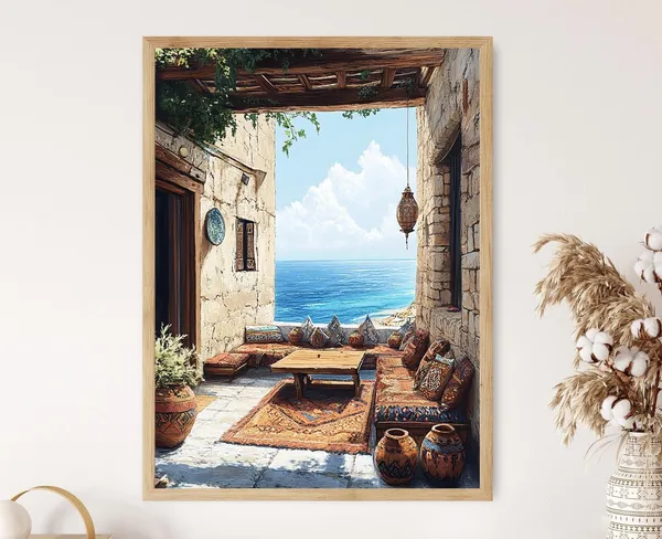 Mogadishu Terrace, Somali Motifs Coastal Art Print