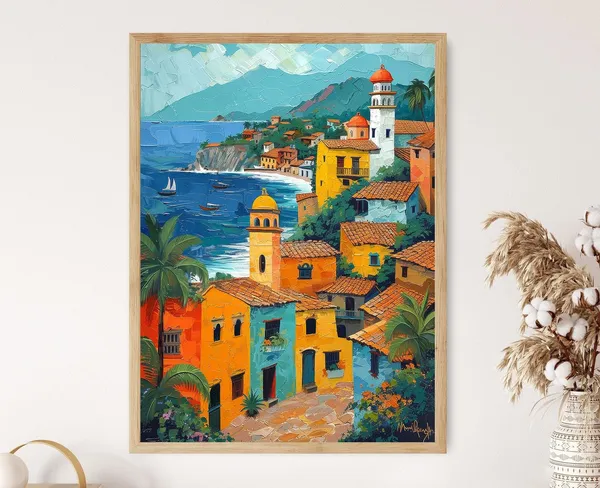Puerto Vallarta Malecón Art Print, Coastal Town