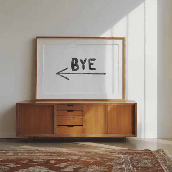 Bye Arrow Exit Sign Print, Scandinavian Minimalist Typography