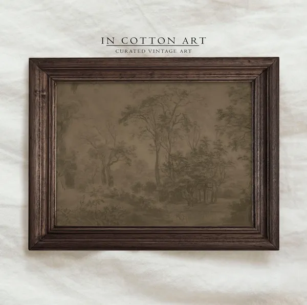 Vintage Foggy Forest Minimalist Wall Art Print