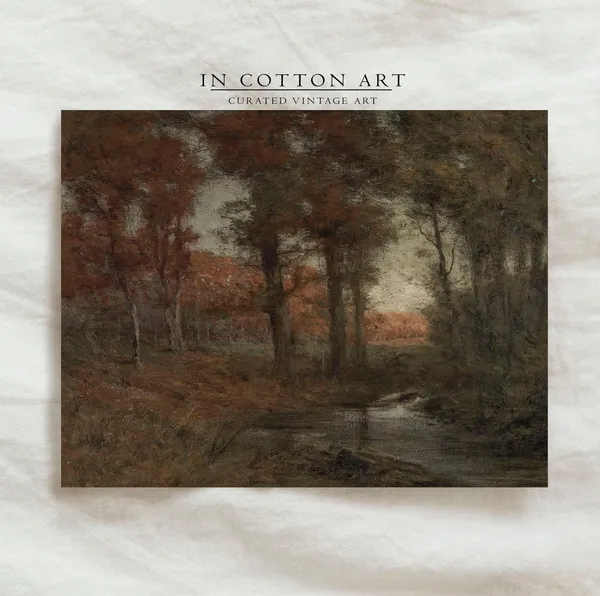 Vintage Country Landscape Art Print, Rustic Autumn Mood