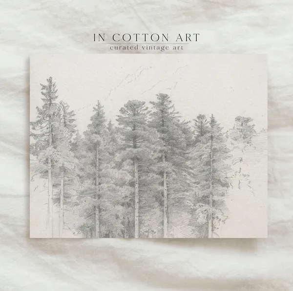 Neutral Botanical Vintage Sketch, Rustic Art Print