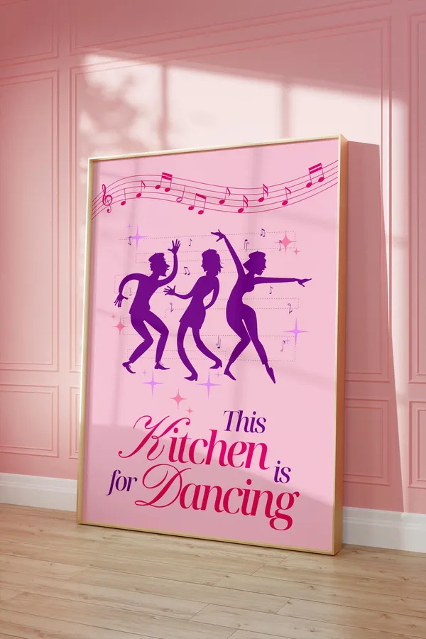Retro Dancing Kitchen Art Print, Fun Music Poster