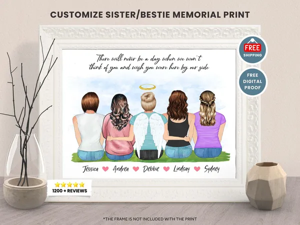 In Loving Memory Sister Memorial Art Print, Christmas