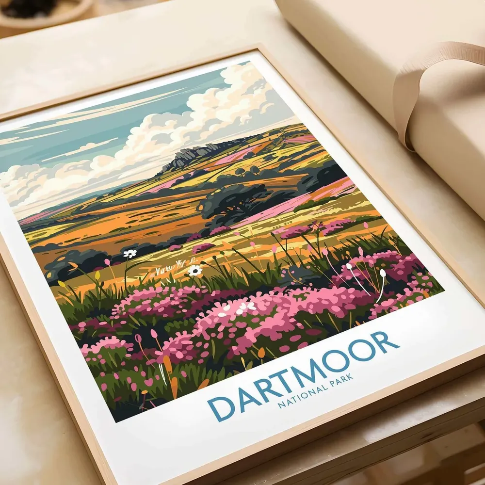 Dartmoor Travel Poster, England Nature Art