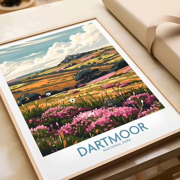 Dartmoor Travel Poster, England Nature Art