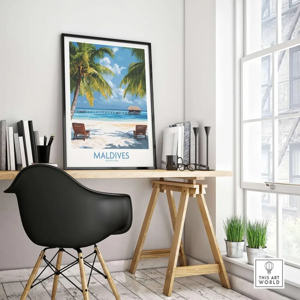 Maldives Travel Poster, Beach Wall Art - Image 4