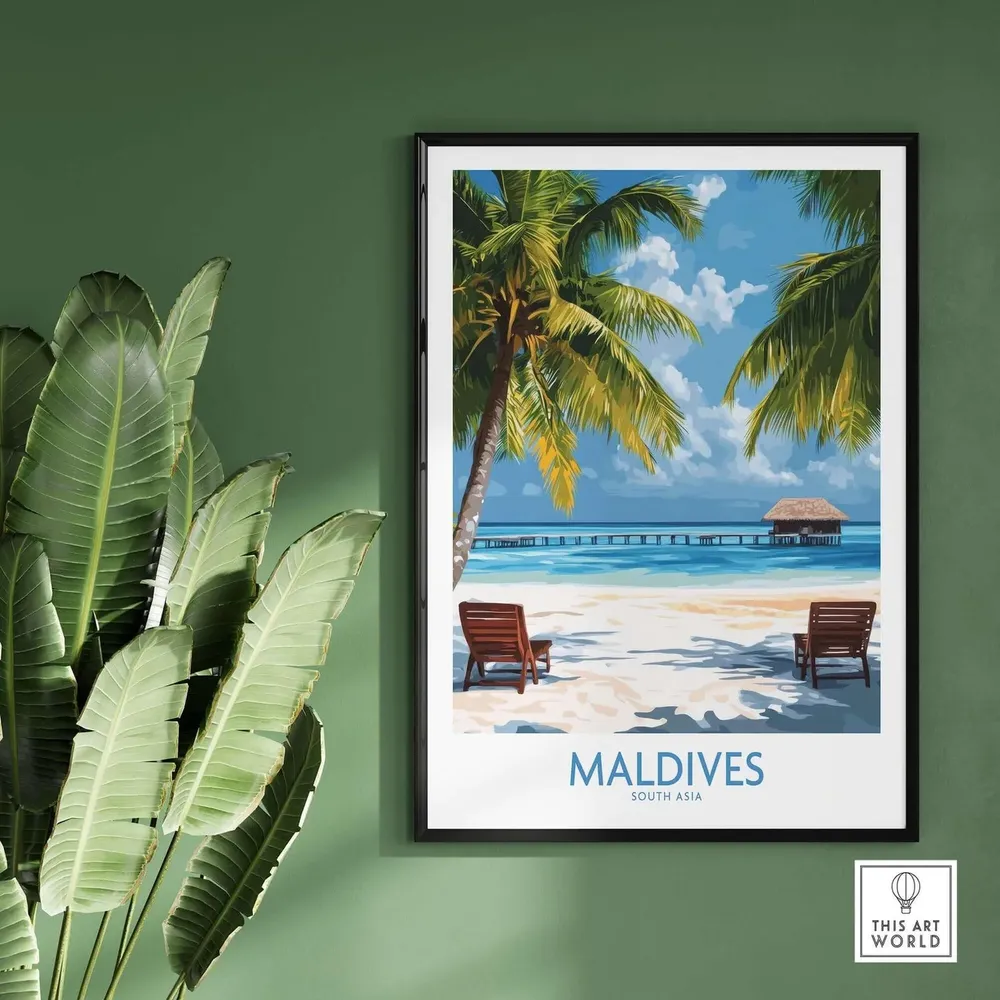Maldives Travel Poster, Beach Wall Art - Image 2