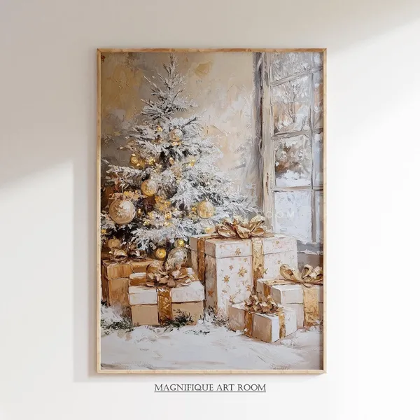 Vintage Christmas Tree Art Print, Holiday Decor