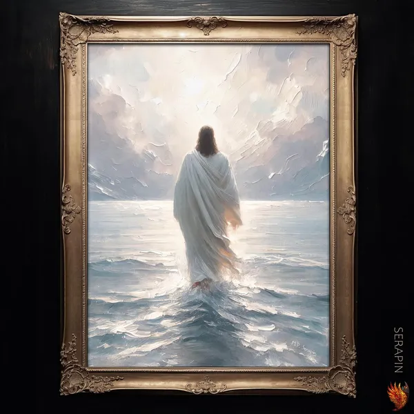 Jesus Walking On Water, Modern Christian Art Print