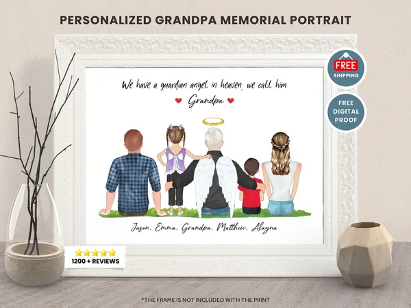 Grandpa Memorial Christmas Print, Loss Tribute Art Print