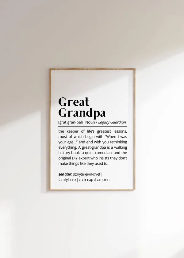 Great Grandpa Definition Personalized Typography Art Print
