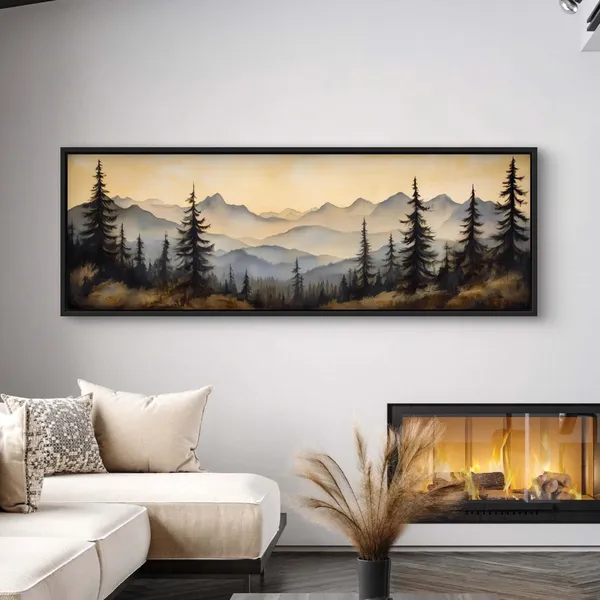 Misty Forest Sunrise Mountain Landscape Art Print