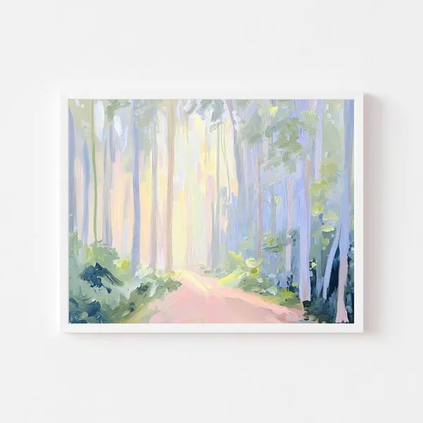 Pastel Abstract Forest Landscape Wall Art Print