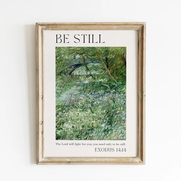 Exodus 14:14 Vintage Christian Wall Art Print