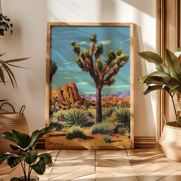 Joshua Tree Desert Landscape, Vintage Travel Poster
